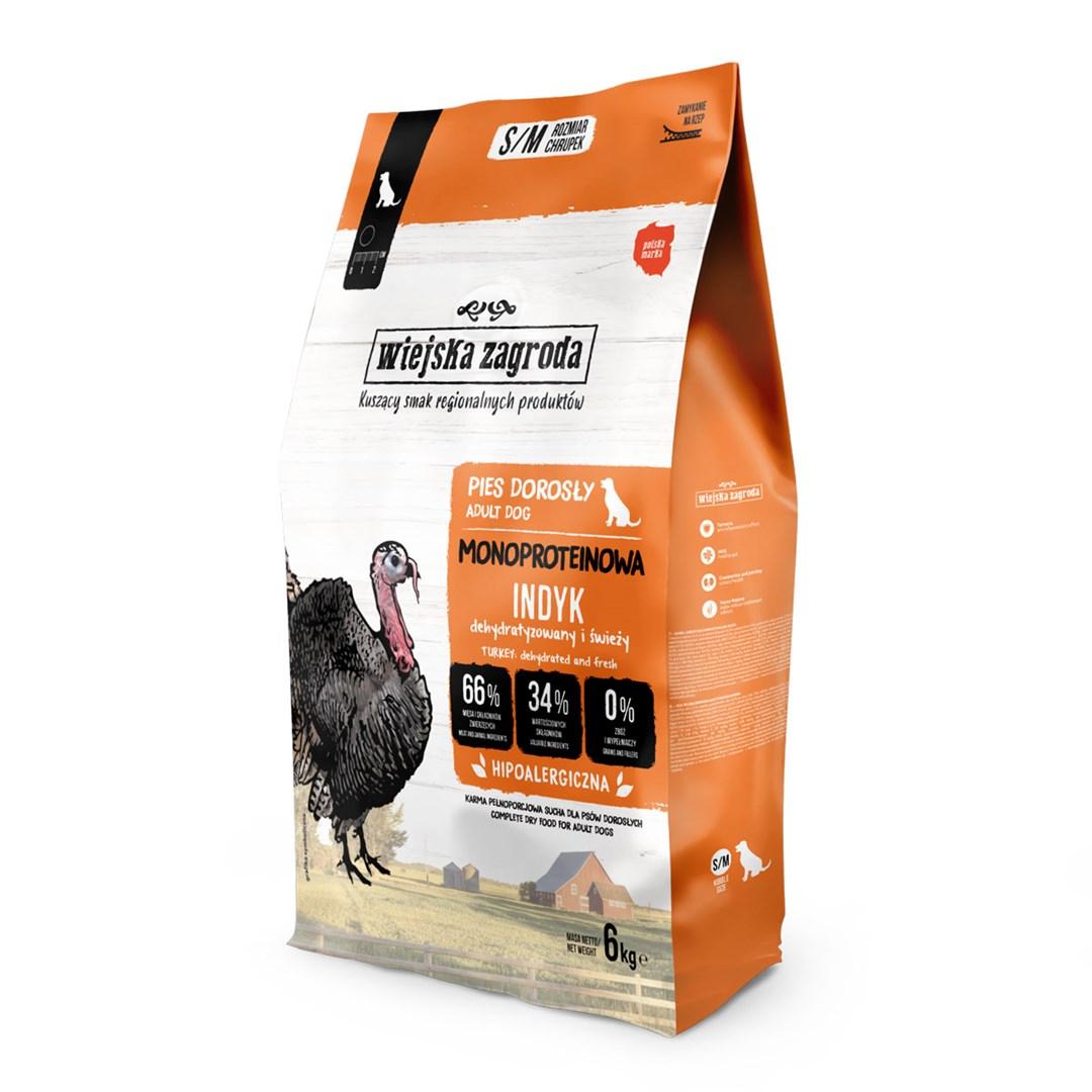 Wiejska Zagroda Monoprotein Kalkun tørfoder til voksen hund 6 kg