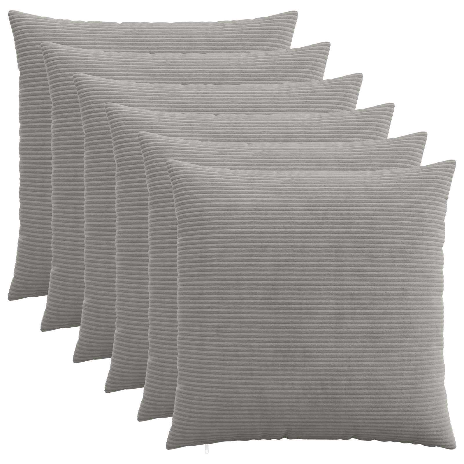vidaXL Pudebetræk 6 pcs HEERLEN Lysegrå 60 x 60 cm cordfløjl