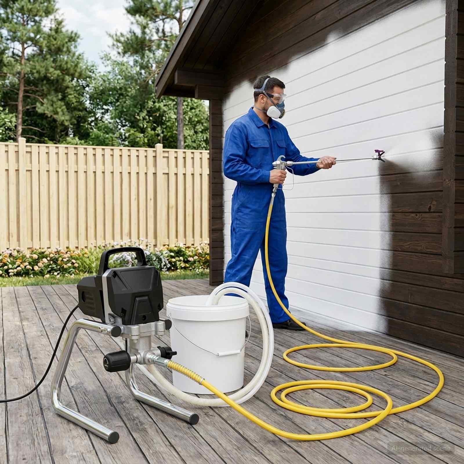 Udenluft malersprøjte 220 V 2,0 l/min 227 bar med 10 m sprayslange - sort
