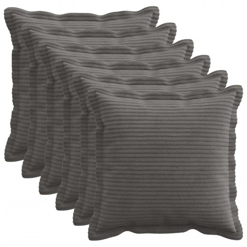 Pudebetræk 6 stk. HOUTEN mørkegrå 45 x 45 cm i cordfløjl