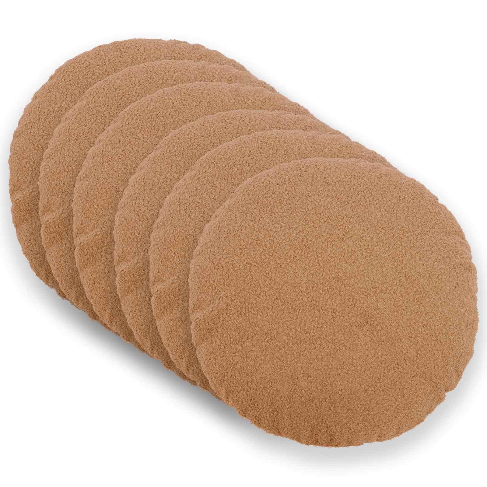 vidaXL Pudebetræk 6 pcs HEERLEN Beige Ø 30 cm Bouclé