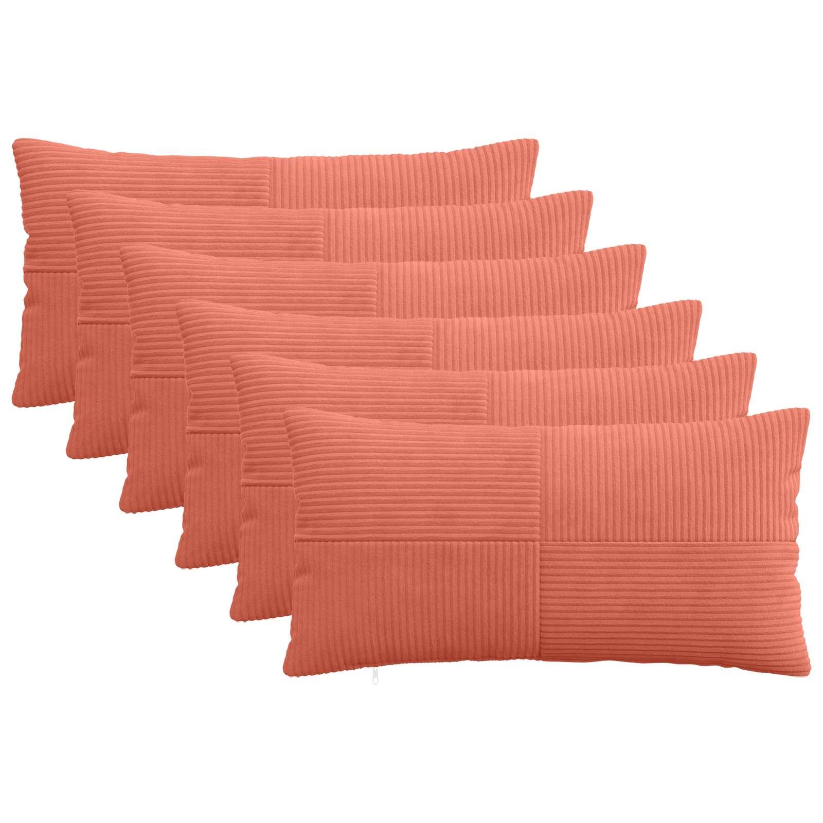 vidaXL Pudebetræk 6 pcs ALMELO Rød orange 40 x 80 cm cordfløjl