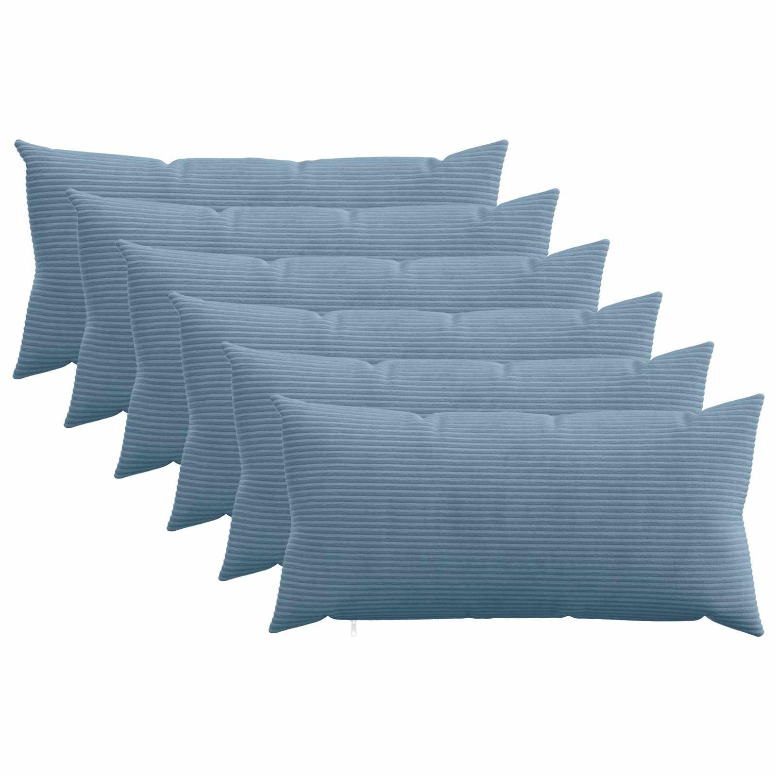 vidaXL Pudebetræk 6 pcs HEERLEN Blå 40 x 80 cm cordfløjl