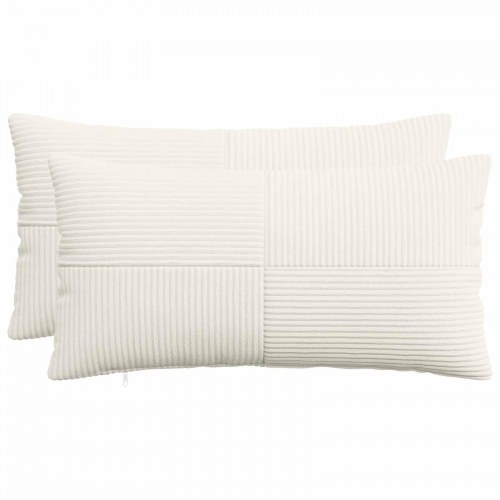 Pudebetræk 2 stk ALMELO cremefarvet 40 x 80 cm i cordfløjl