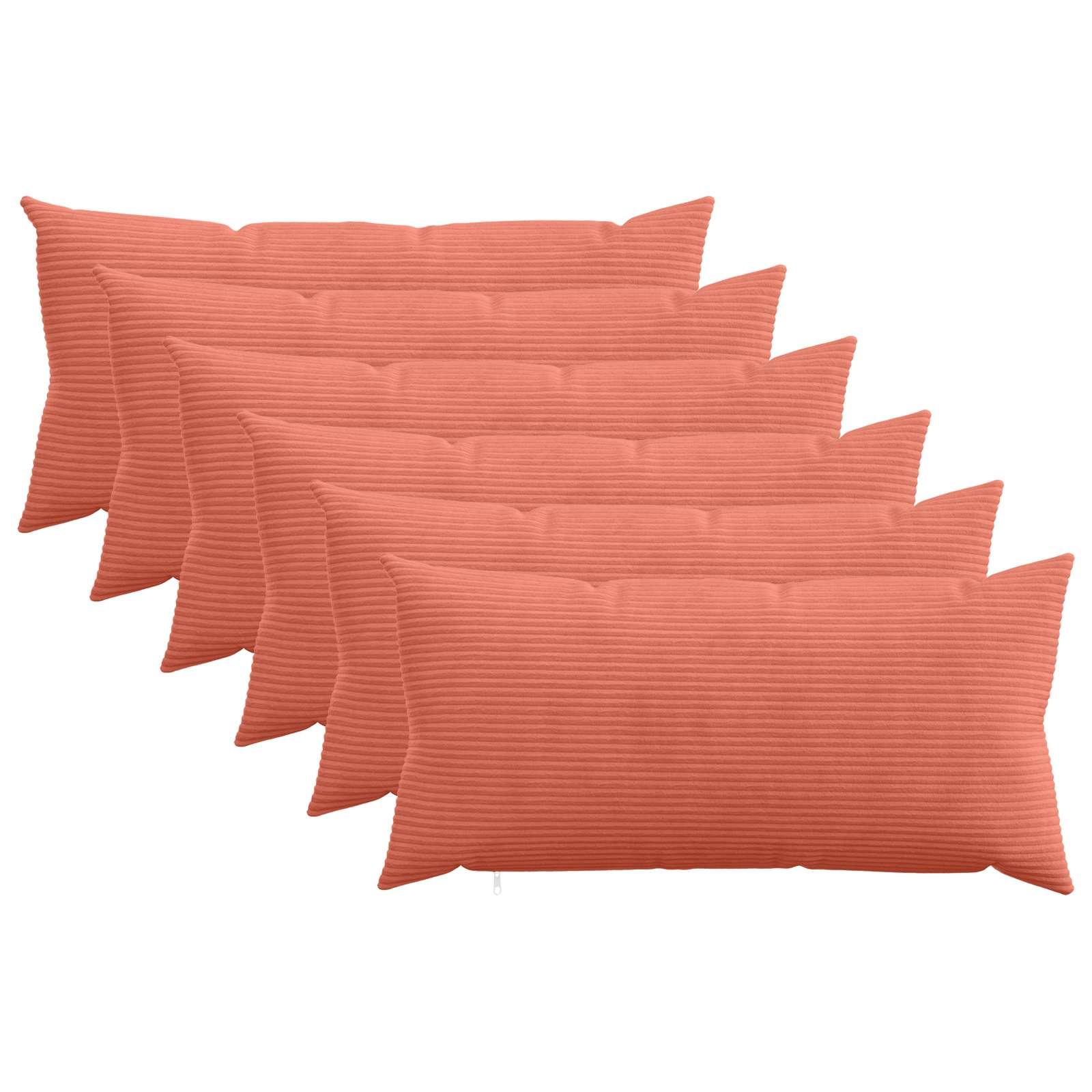vidaXL Pudebetræk 6 pcs HEERLEN Rød orange 40 x 80 cm cordfløjl