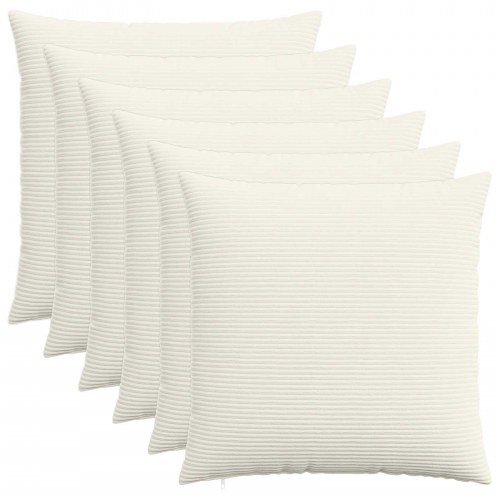 Pudebetræk 6 stk HEERLEN creme 70 x 70 cm i cordfløjl