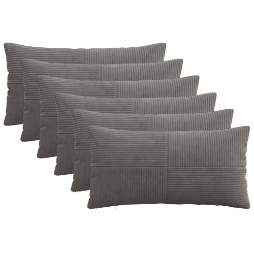 Pudebetræk 6 stk ALMELO mørkegrå 40 x 80 cm i cordfløjl