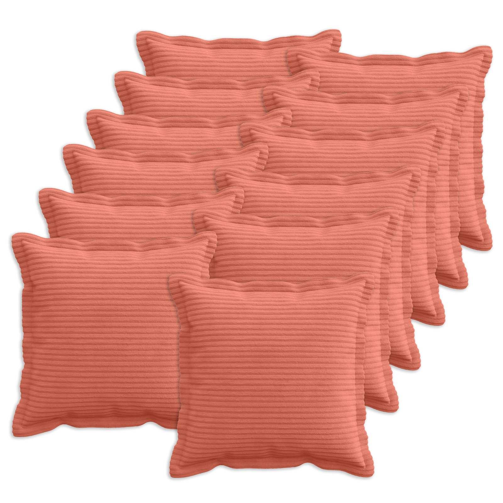 vidaXL Pudebetræk 12 stk. HOUTEN Rød orange 40 x 40 cm cordfløjl