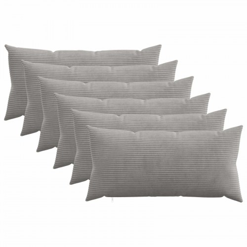 Pudebetræk 6 stk HEERLEN lysegrå 40 x 80 cm i cordfløjl