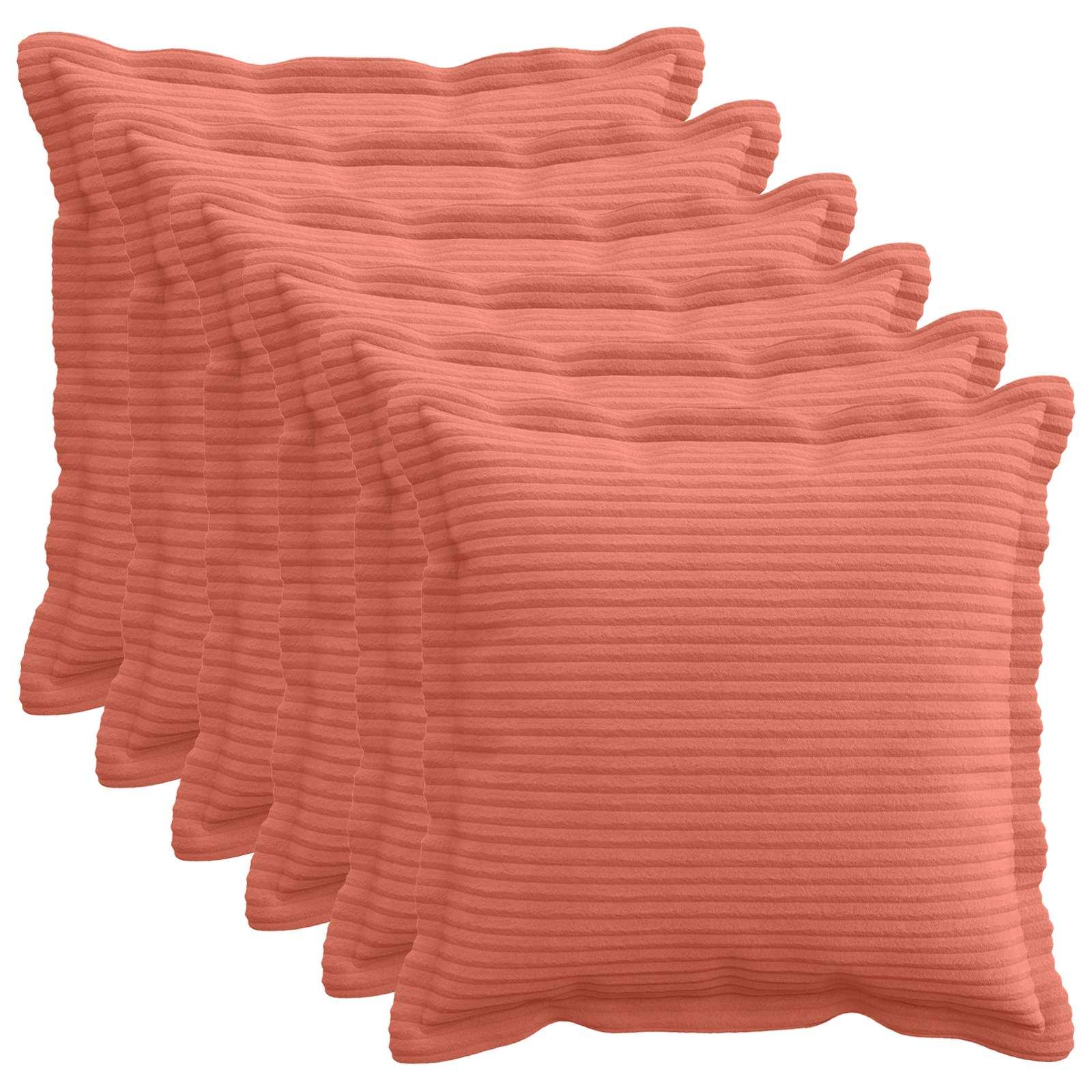 vidaXL Pudebetræk 6 stk. HOUTEN Rød orange 40 x 40 cm cordfløjl
