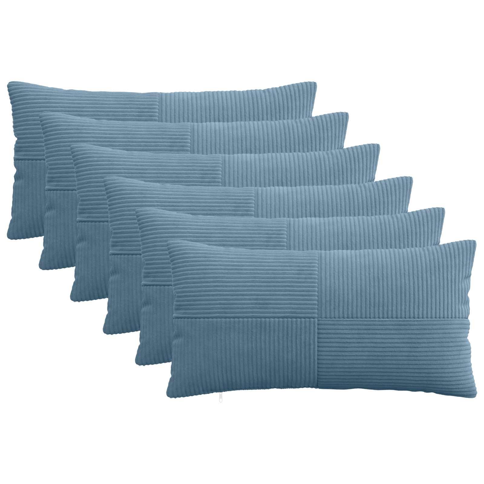 vidaXL Pudebetræk 6 pcs ALMELO Blå 40 x 70 cm cordfløjl