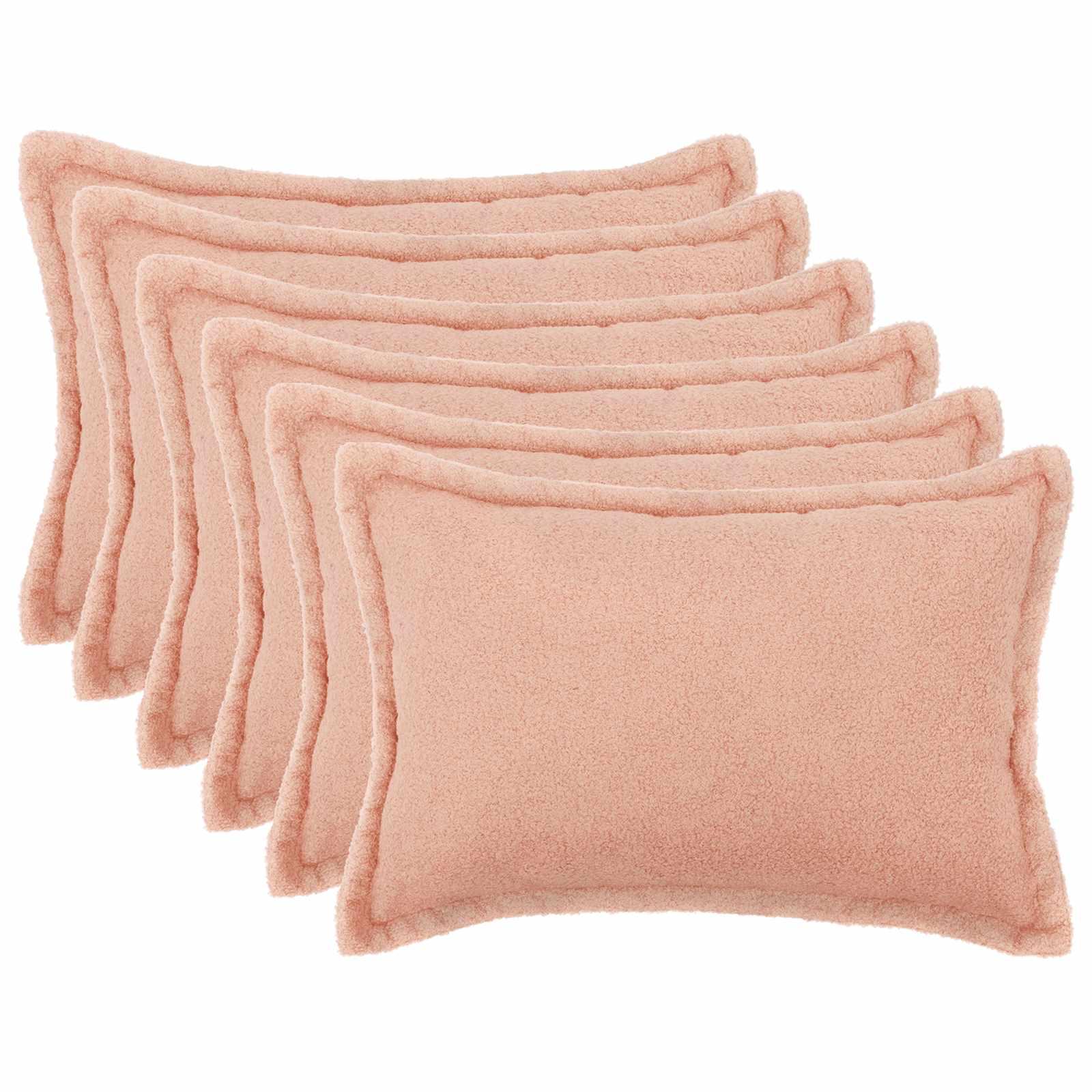 vidaXL Pudebetræk 6 pcs HOUTEN Lyserød 40 x 60 cm Bouclé