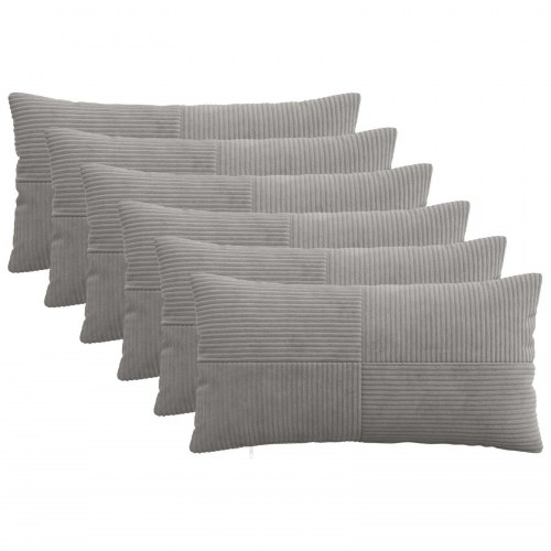 Pudebetræk 6 stk ALMELO lysegrå 40 x 70 cm i cordfløjl