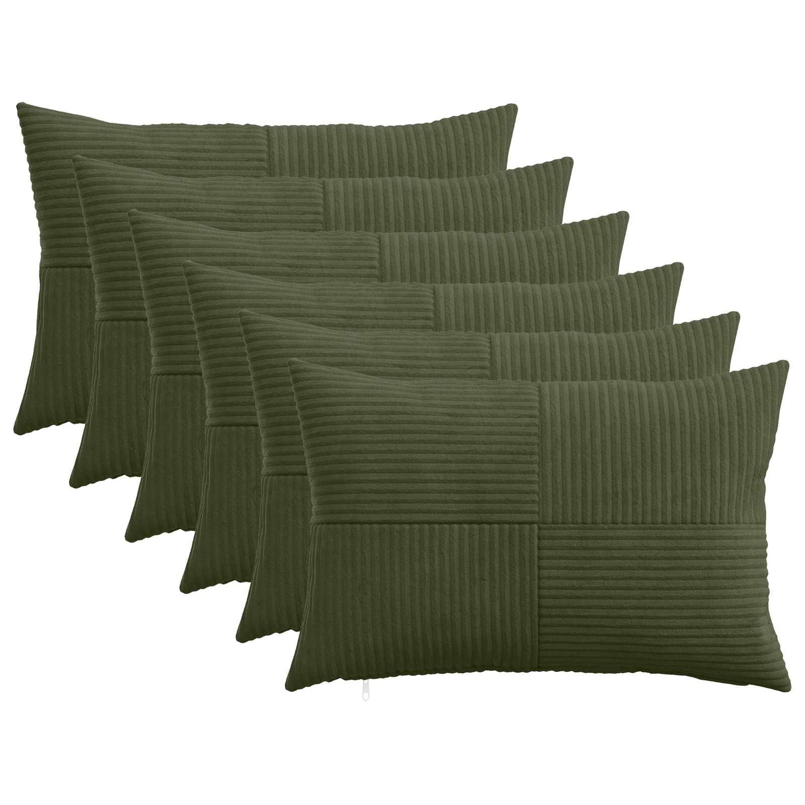 vidaXL Pudebetræk 6 pcs ALMELO Grøn 40 x 60 cm cordfløjl