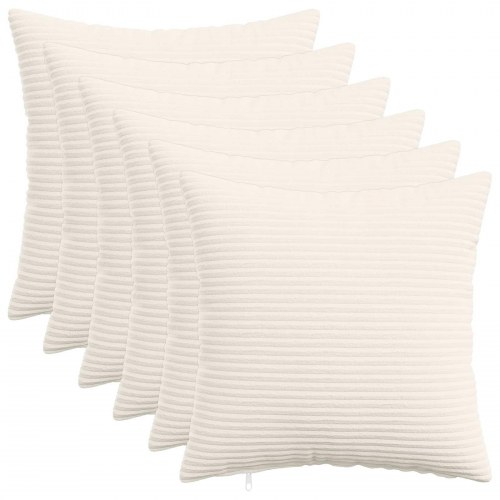 Pudebetræk 6 stk HEERLEN cremefarvet 30 x 30 cm i cordfløjl