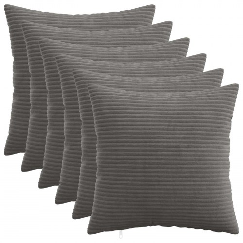 Pudebetræk 6 stk HEERLEN mørkegrå 30 x 30 cm i cordfløjl