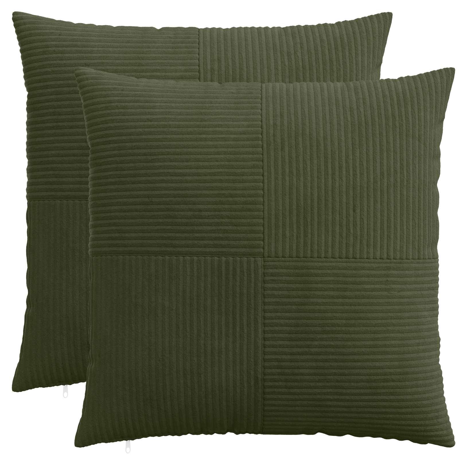 Pudebetræk 2 stk ALMELO grøn 80 x 80 cm i cordfløjl