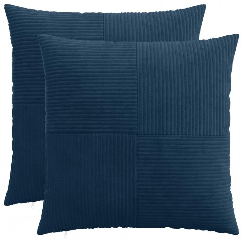 Pudebetræk 2 stk ALMELO mørkeblå 70 x 70 cm i cordfløjl