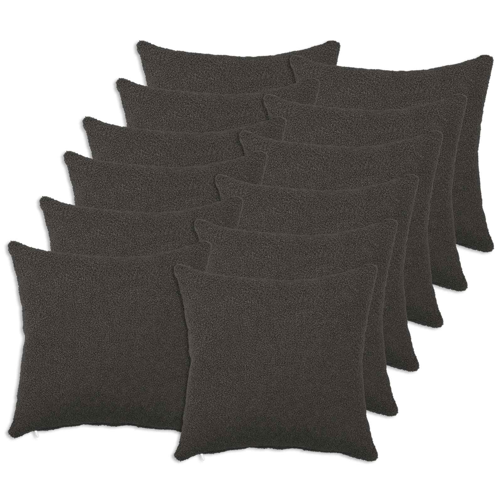 vidaXL Pudebetræk 12 pcs HEERLEN Mørkegrå 45 x 45 cm Bouclé