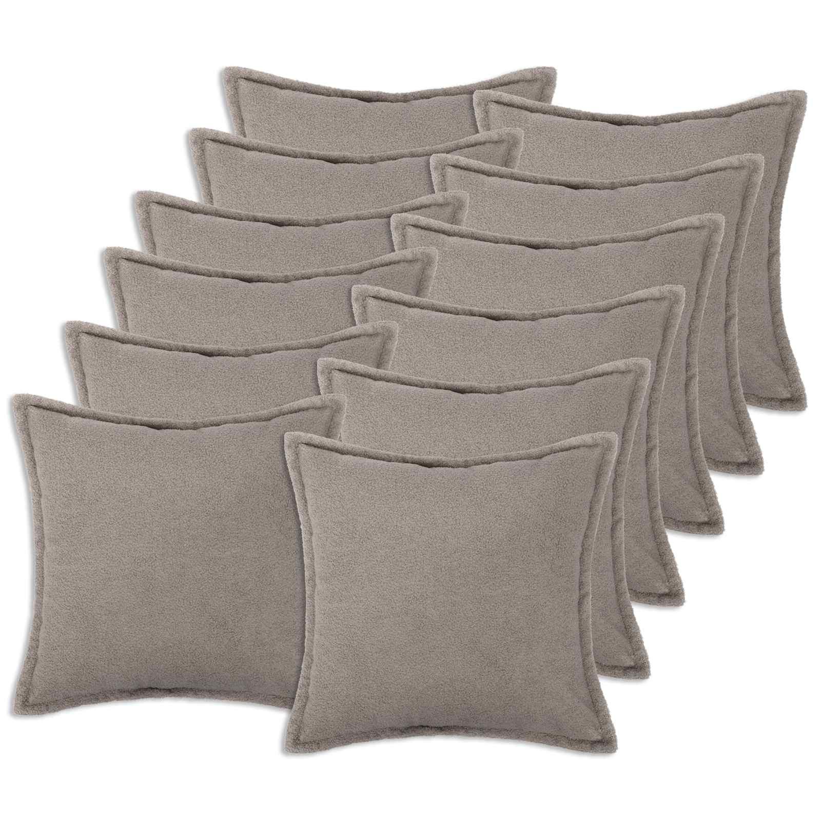 vidaXL Pudebetræk 12 pcs HOUTEN Lysegrå 50 x 50 cm Bouclé