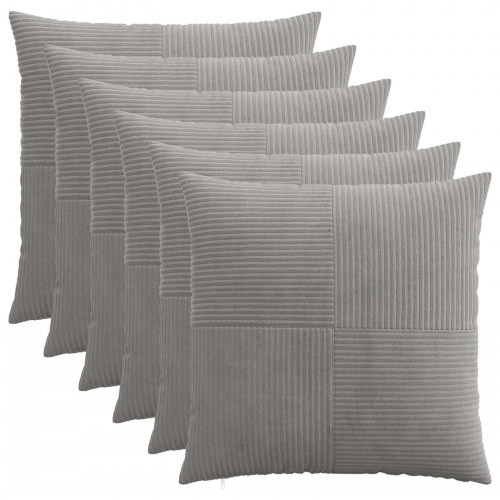 Pudebetræk 6 stk ALMELO lysegrå 70 x 70 cm i cordfløjl
