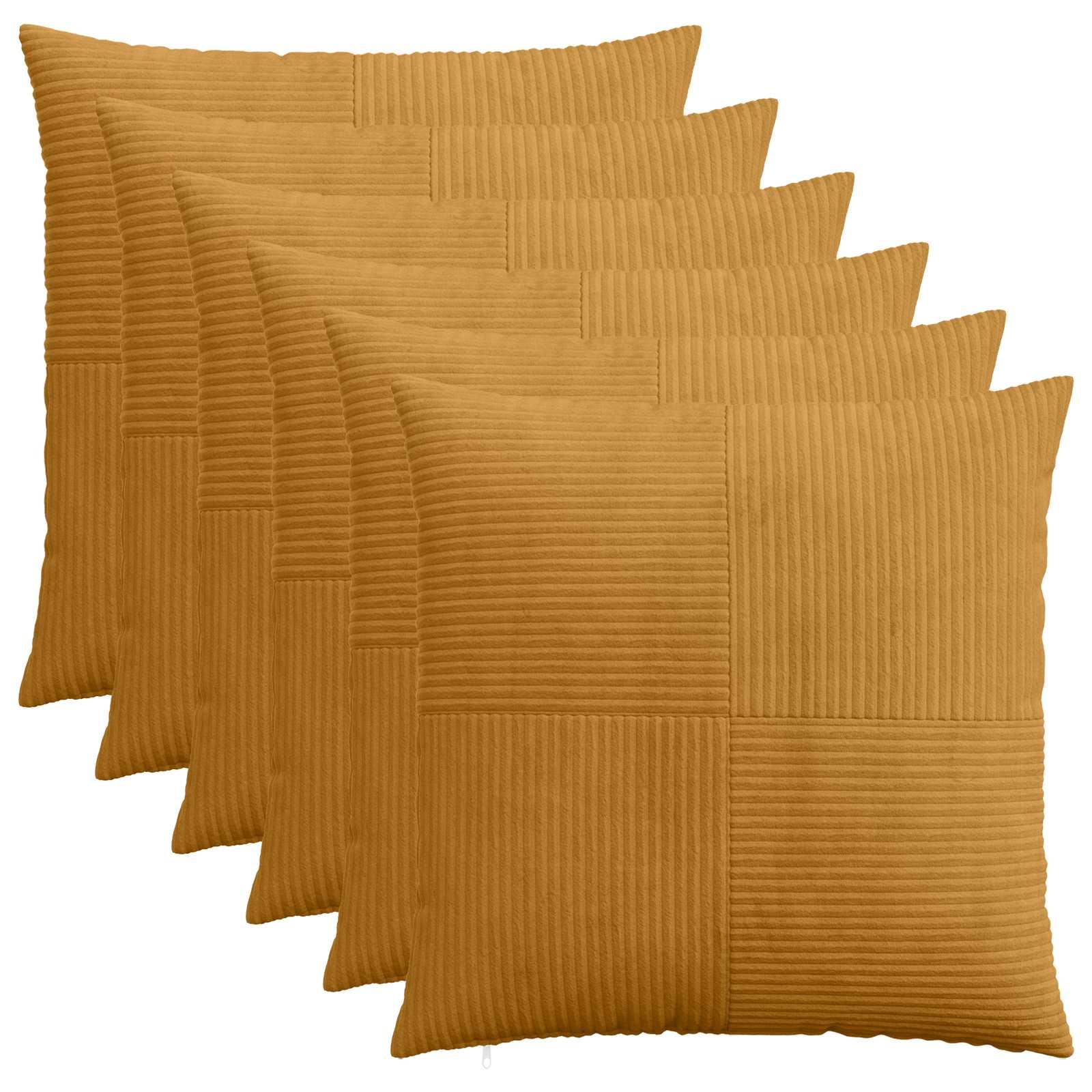 vidaXL Pudebetræk 6 pcs ALMELO Gul 65 x 65 cm cordfløjl