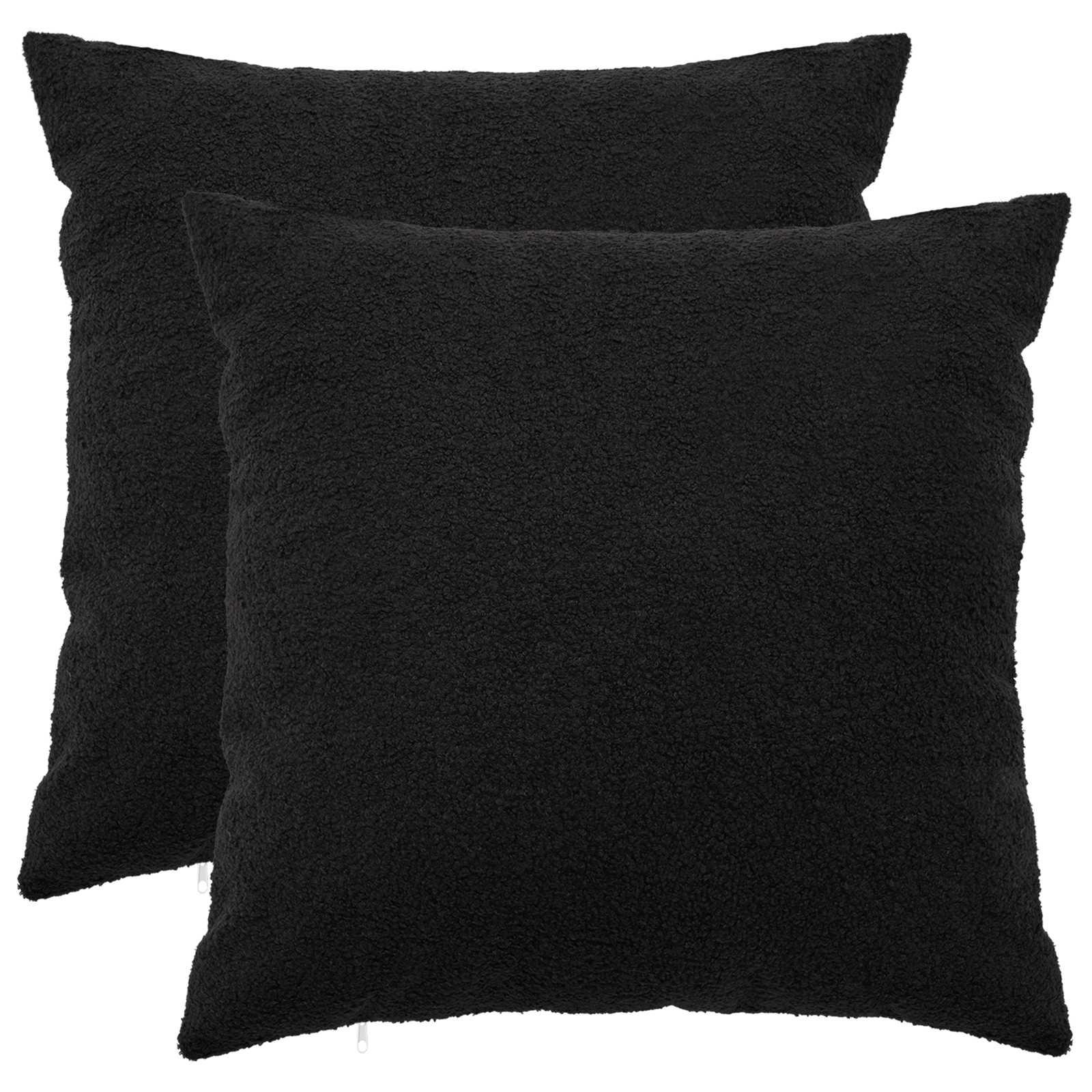 vidaXL Pudebetræk 2 pcs HEERLEN Sort 65 x 65 cm Bouclé