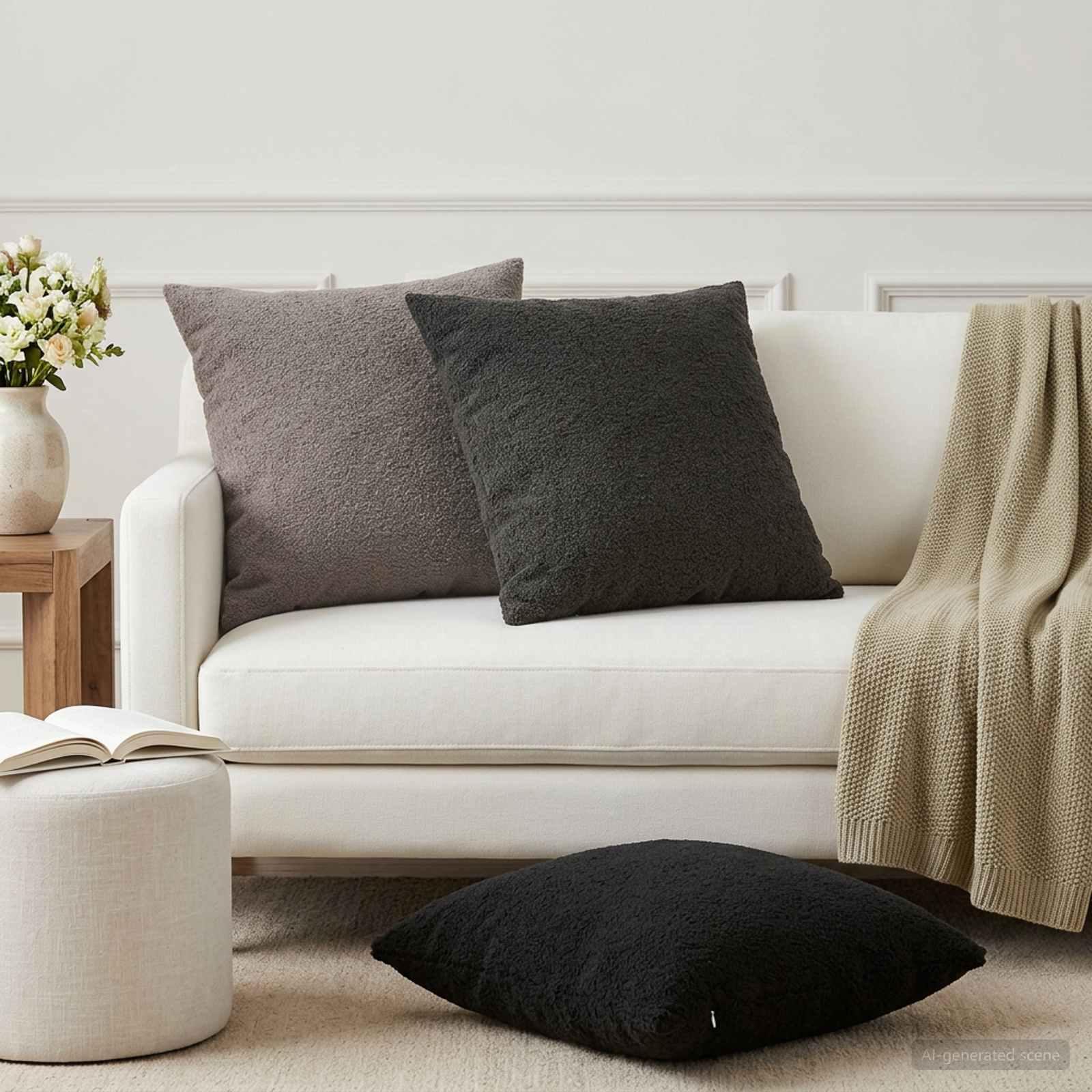 vidaXL Pudebetræk 6 pcs HEERLEN Mørkegrå 65 x 65 cm Bouclé