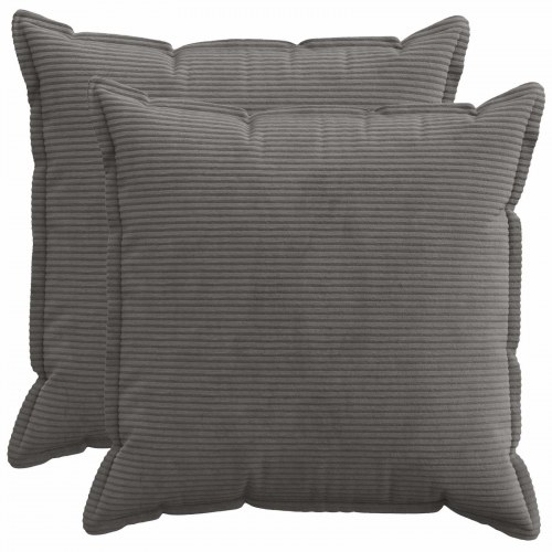 Pudebetræk HOUTEN 2 stk. mørkegrå 60 x 60 cm i cordfløjl