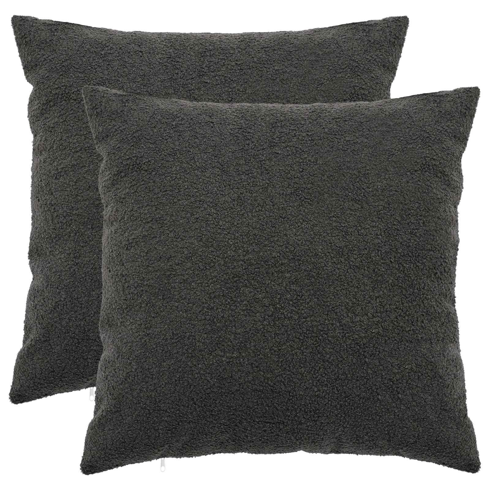vidaXL Pudebetræk 2 pcs HEERLEN Mørkegrå 65 x 65 cm Bouclé