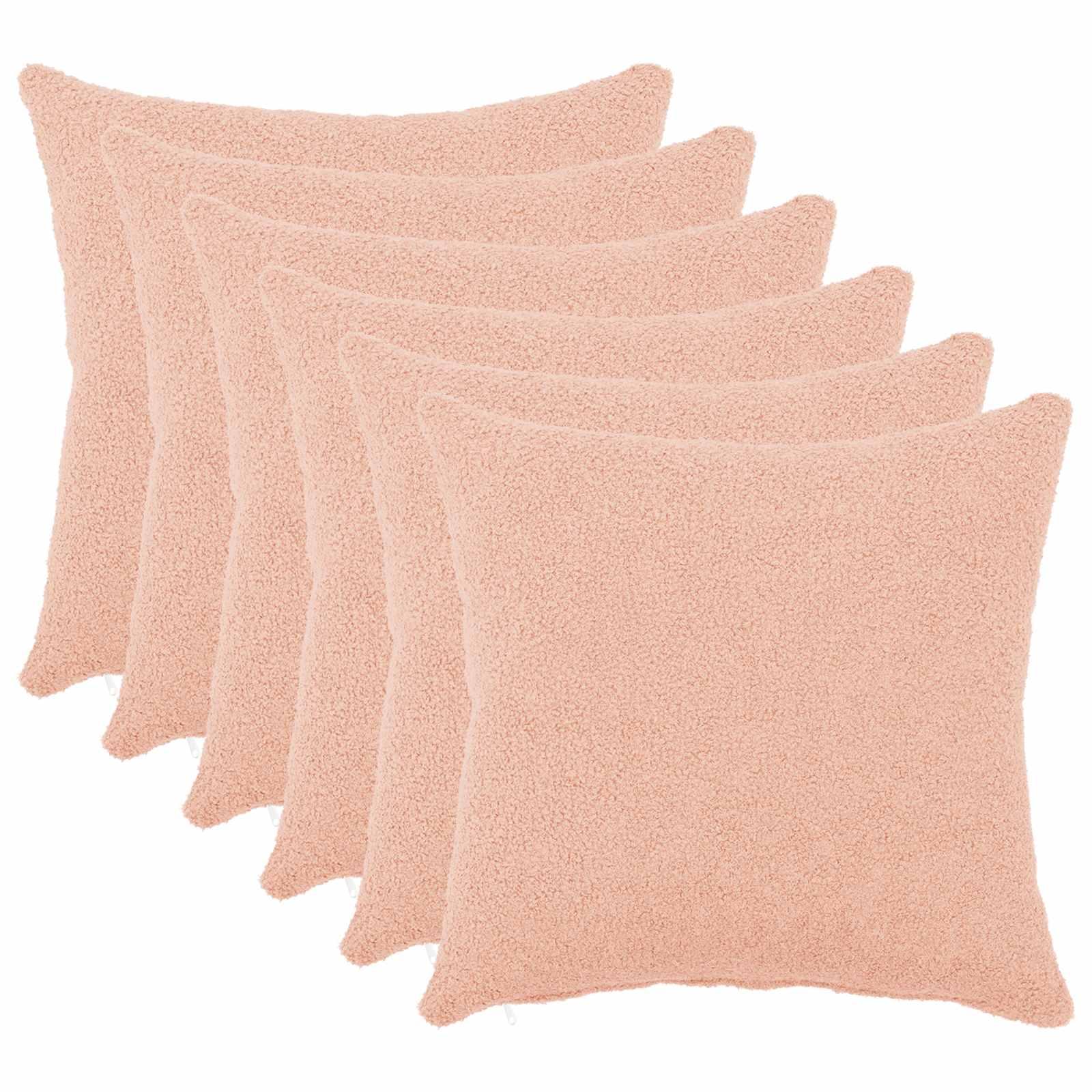 vidaXL Pudebetræk 6 pcs HEERLEN Lyserød 35 x 35 cm Bouclé