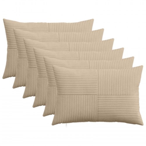 Pudebetræk 6 stk ALMELO gråbrun 30 x 50 cm i cordfløjl