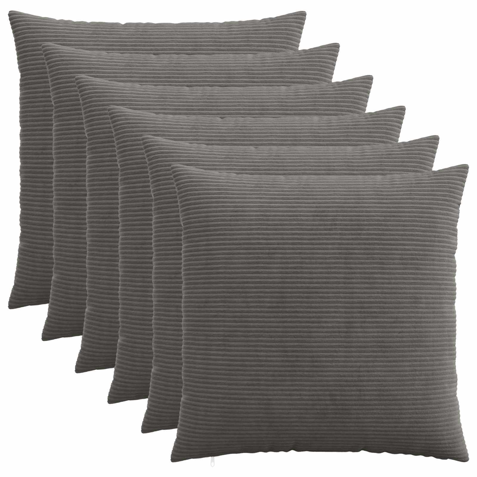 vidaXL Pudebetræk 6 pcs HEERLEN Mørkegrå 65 x 65 cm cordfløjl