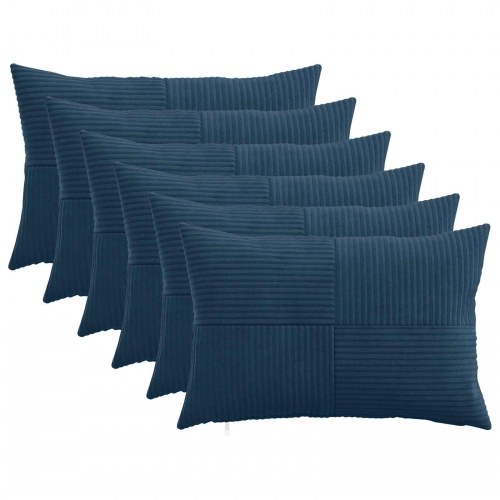 Pudebetræk 6 stk ALMELO mørkeblå 30 x 50 cm i cordfløjl