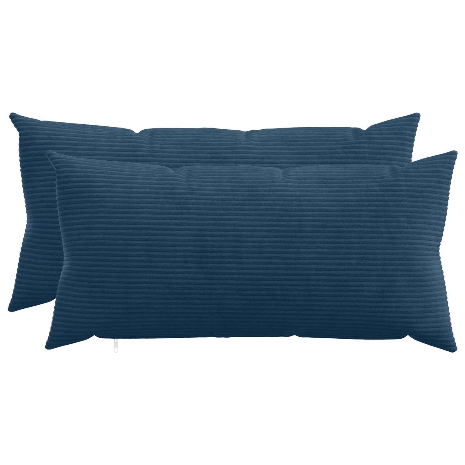 vidaXL Pudebetræk 2 pcs HEERLEN Mørkeblå 40 x 70 cm cordfløjl
