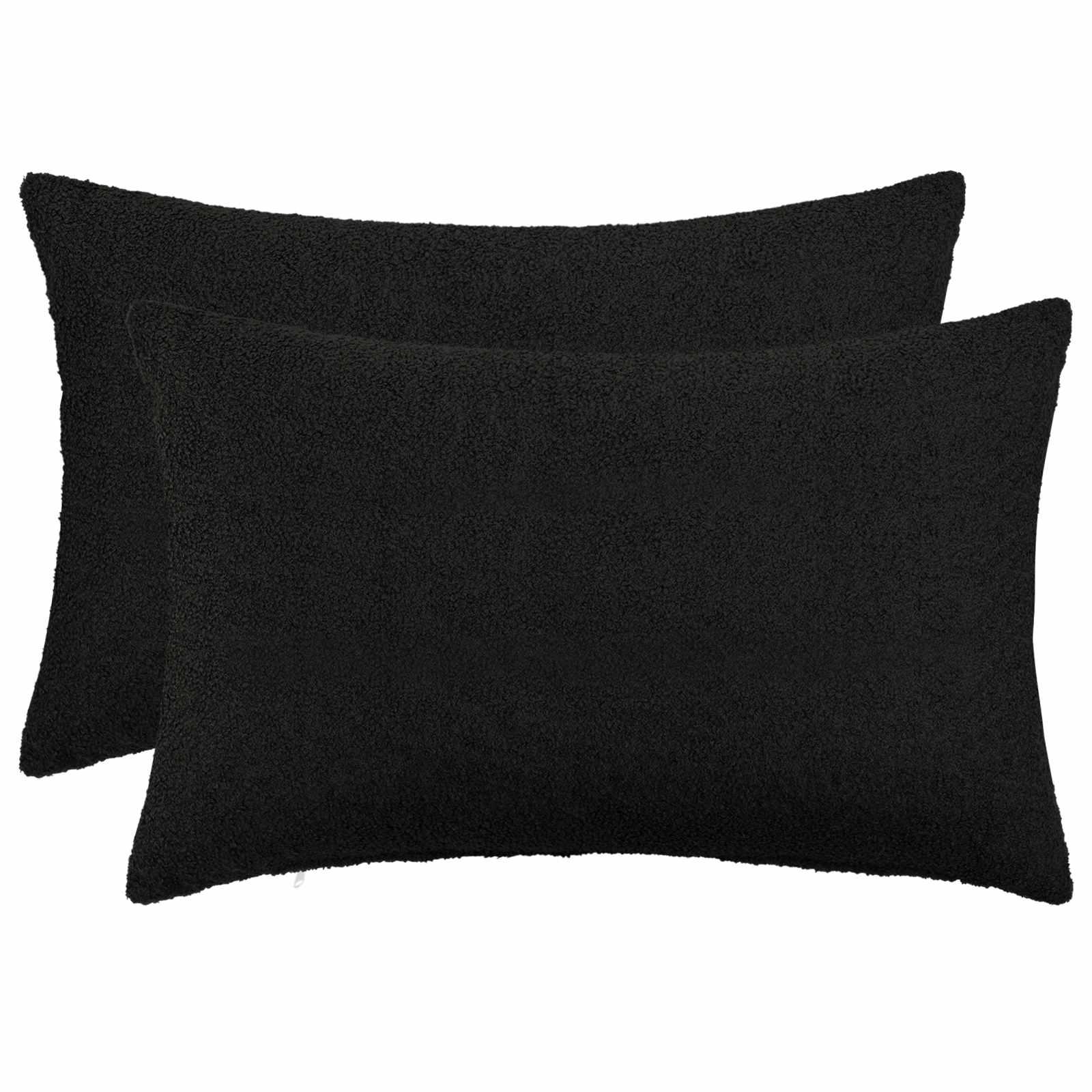 vidaXL Pudebetræk 2 pcs HEERLEN Sort 50 x 80 cm Bouclé