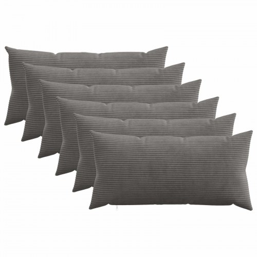 Pudebetræk HEERLEN 6 stk mørkegrå 40 x 70 cm i cordfløjl
