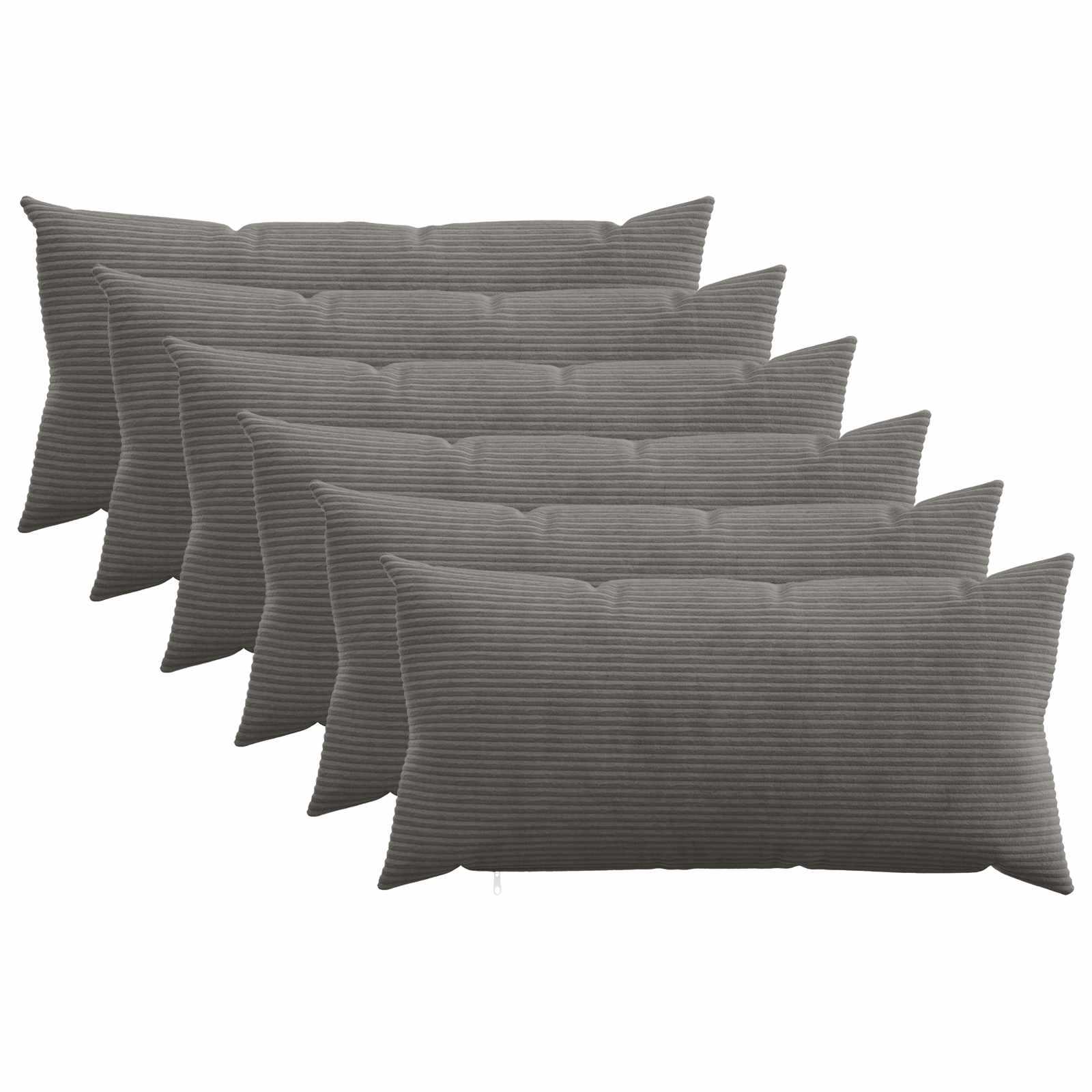 vidaXL Pudebetræk 6 pcs HEERLEN Mørkegrå 40 x 70 cm cordfløjl