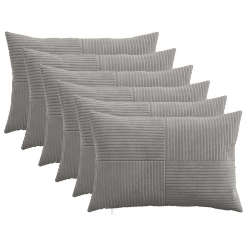 Pudebetræk 6 stk ALMELO lysegrå 30 x 50 cm i cordfløjl