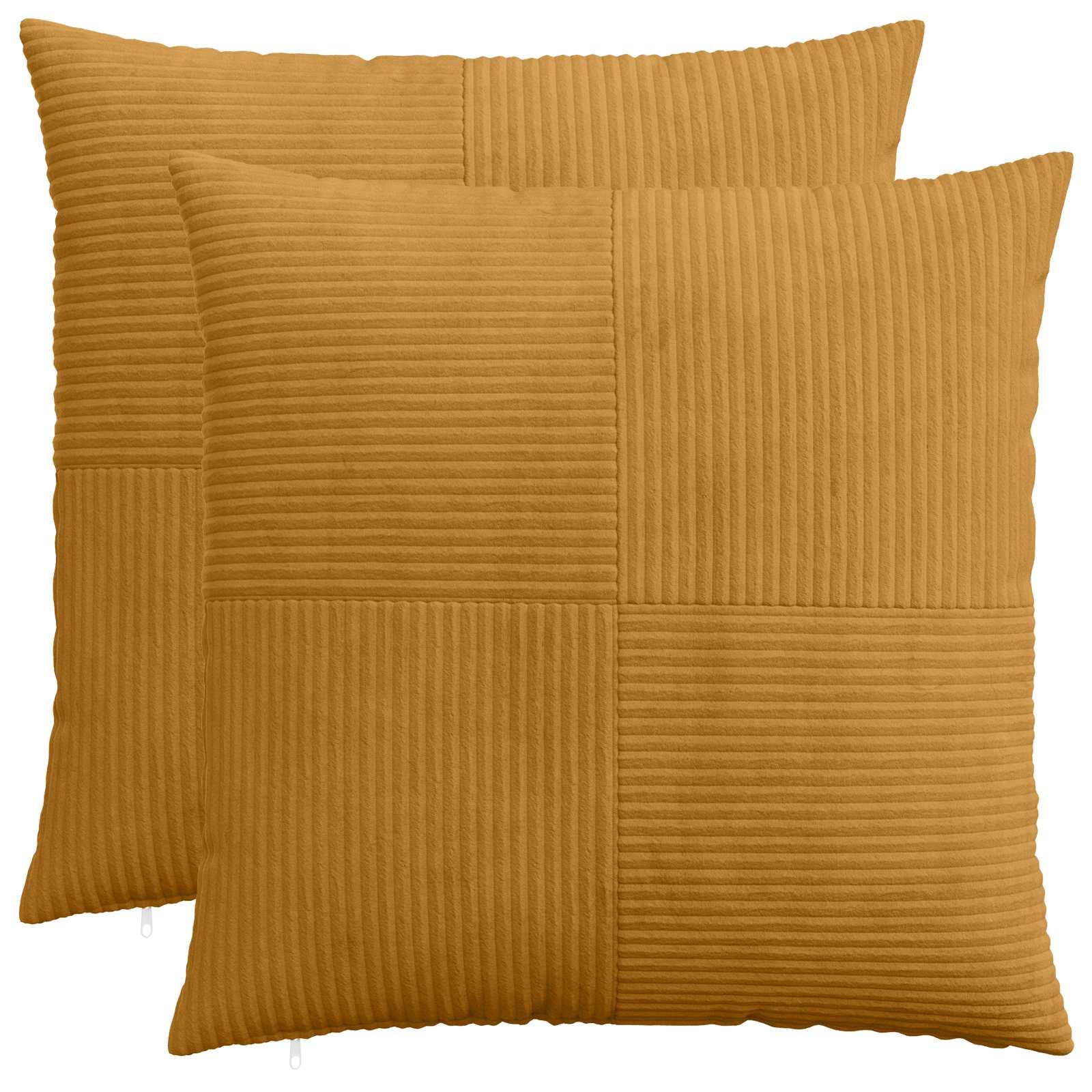 vidaXL Pudebetræk 2 pcs ALMELO Gul 55 x 55 cm cordfløjl