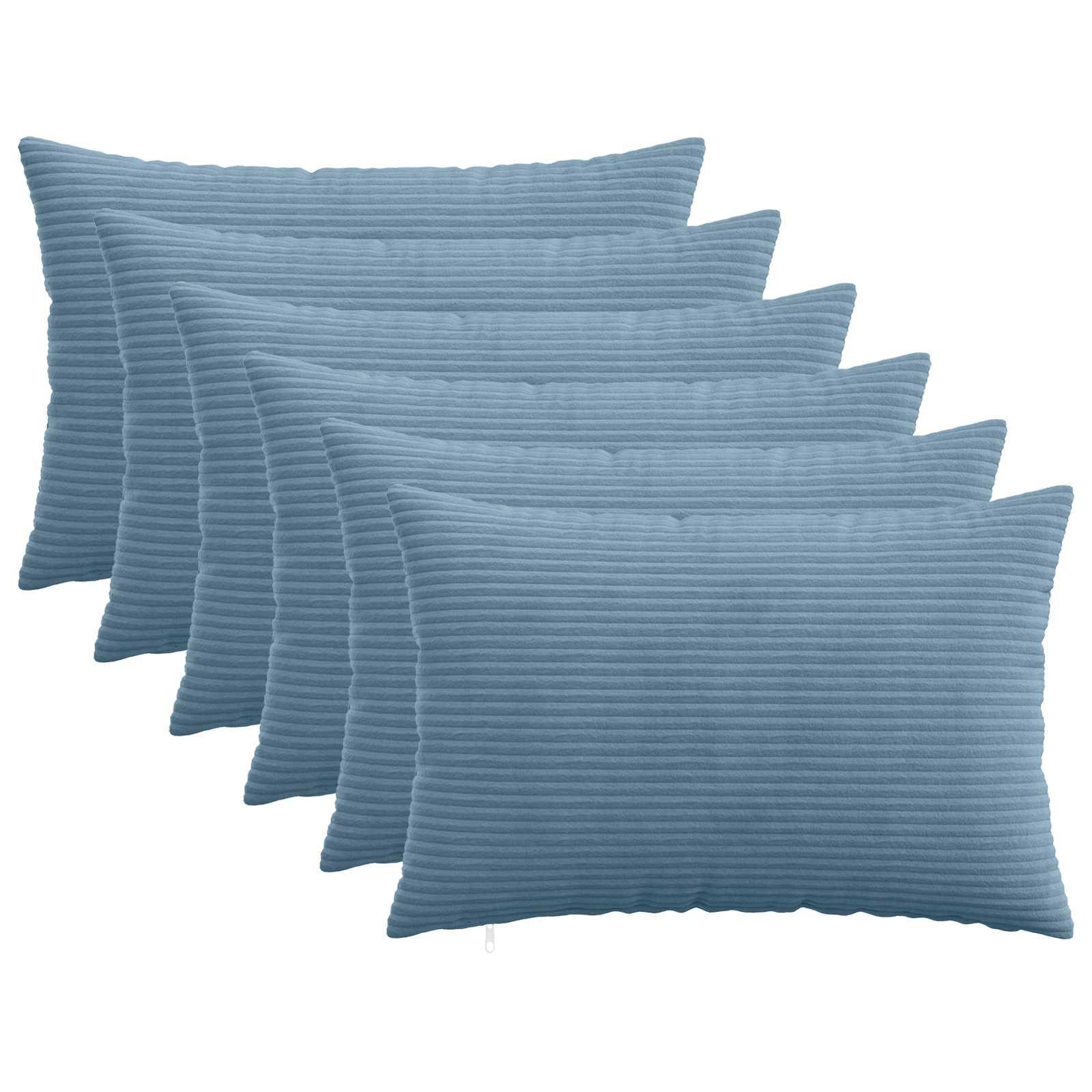 vidaXL Pudebetræk 6 pcs HEERLEN Blå 50 x 80 cm cordfløjl