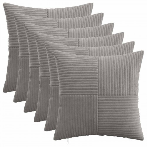 Pudebetræk 6 stk ALMELO lysegrå 30 x 30 cm i cordfløjl