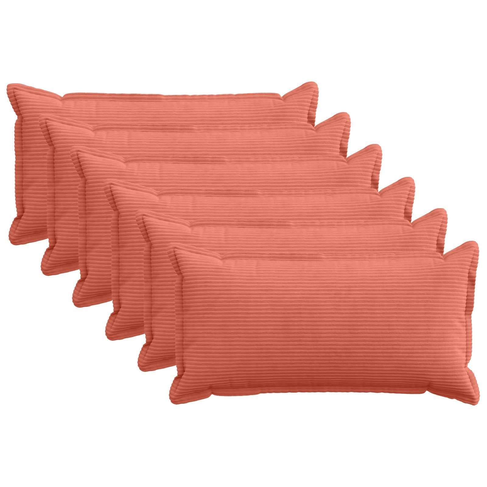 vidaXL Pudebetræk 6 stk. HOUTEN Rød orange 40 x 80 cm cordfløjl