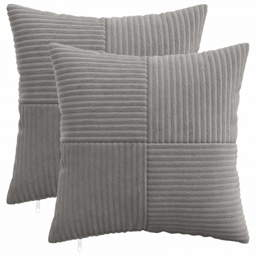 Pudebetræk 2 stk ALMELO lysegrå 30 x 30 cm i cordfløjl