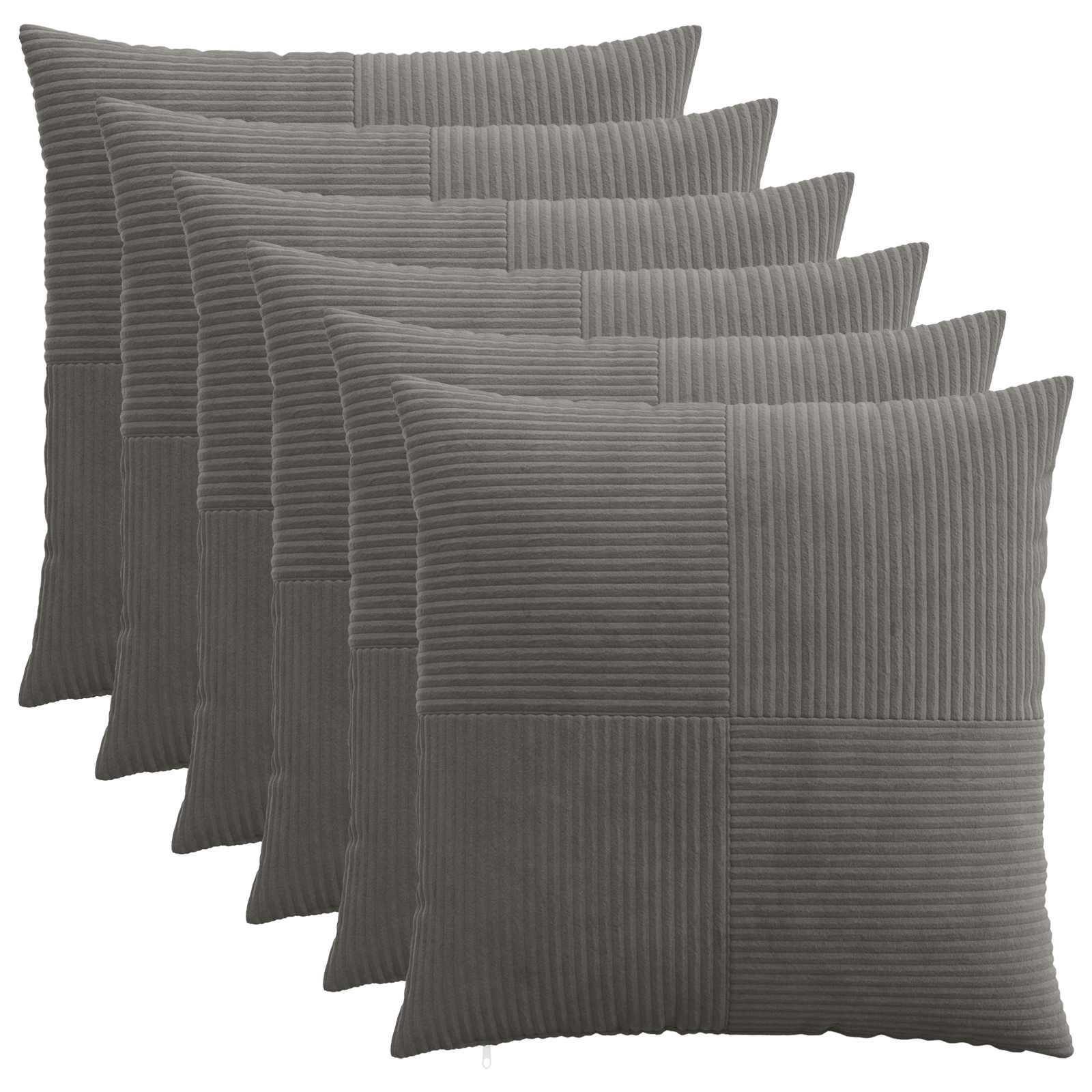 vidaXL Pudebetræk 6 pcs ALMELO Mørkegrå 55 x 55 cm cordfløjl