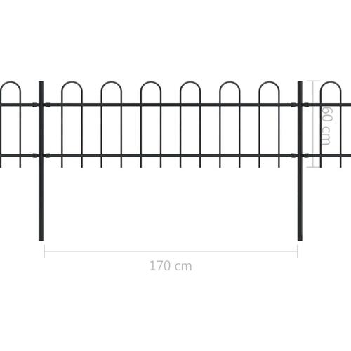 Havehegn med buet top 3,4 x 0,6 m sort stål