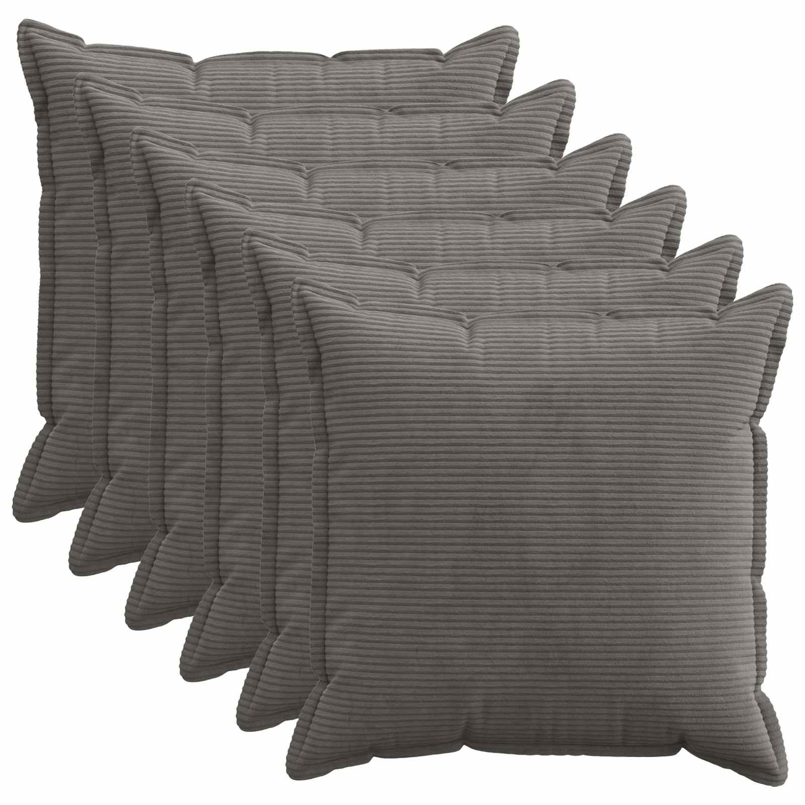vidaXL Pudebetræk 6 stk. HOUTEN Mørkegrå 55 x 55 cm cordfløjl