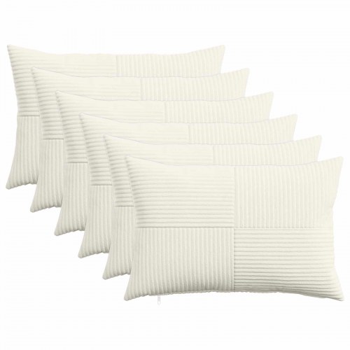 Pudebetræk 6 stk ALMELO cremefarvet 50 x 70 cm i cordfløjl