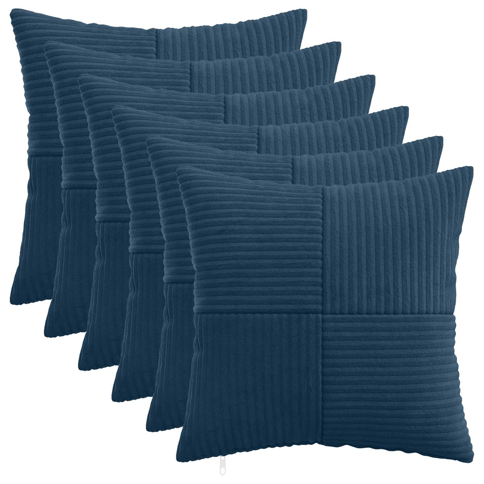 Pudebetræk 6 stk ALMELO mørkeblå 50 x 50 cm i cordfløjl