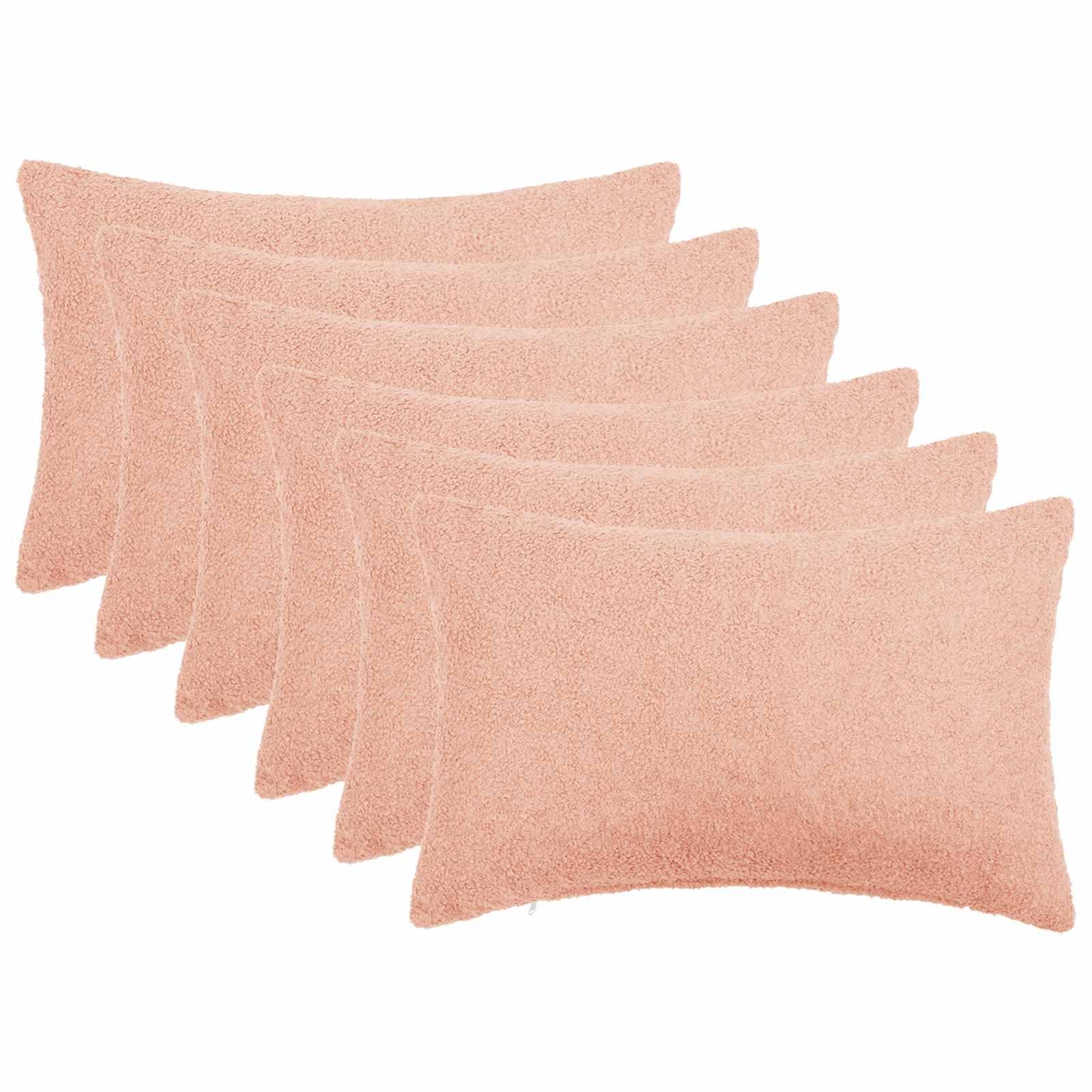 vidaXL Pudebetræk 6 pcs HEERLEN Lyserød 30 x 50 cm Bouclé